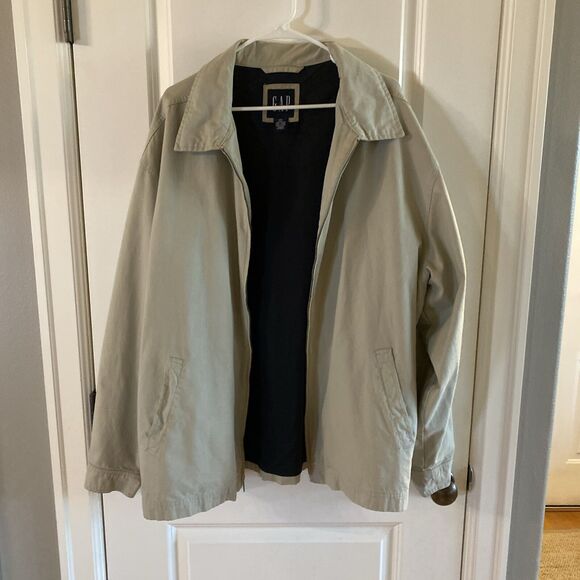 Gap Bomber Jacket Men's 2XL XXL Beige Full Zip Collared‎ y2k 2000s - Picture 4 of 11